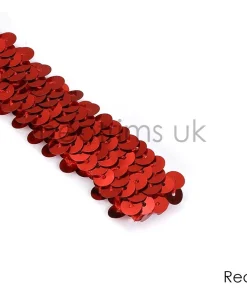 Elasticated Stretch Sequin Trimming 2cm Wide 20 Metallic Colors Washable Trim Craft Ribbon for Costume Dressmaking Cocktail Wear, Decoration Embellishment Stretches