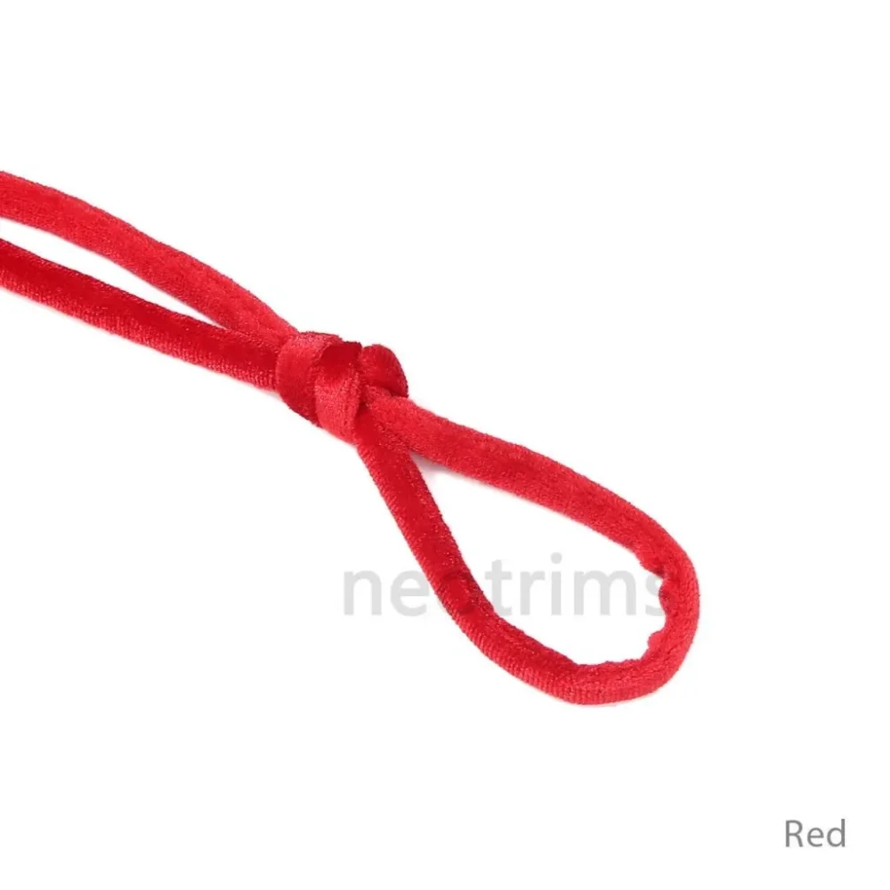 7mm Velvet Cord, Folded Round Tubular Ribbon Rope Trimming, 17 Colours, Inner 2mm Ecru Cotton Cord to give it Strength and Definition - Image 1
