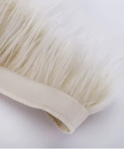 Two-Tone Fake Faux Fur Trimming on Satin Ribbon Trim, Silky Soft Handle Furry Natural Texture, 6-8cm Width