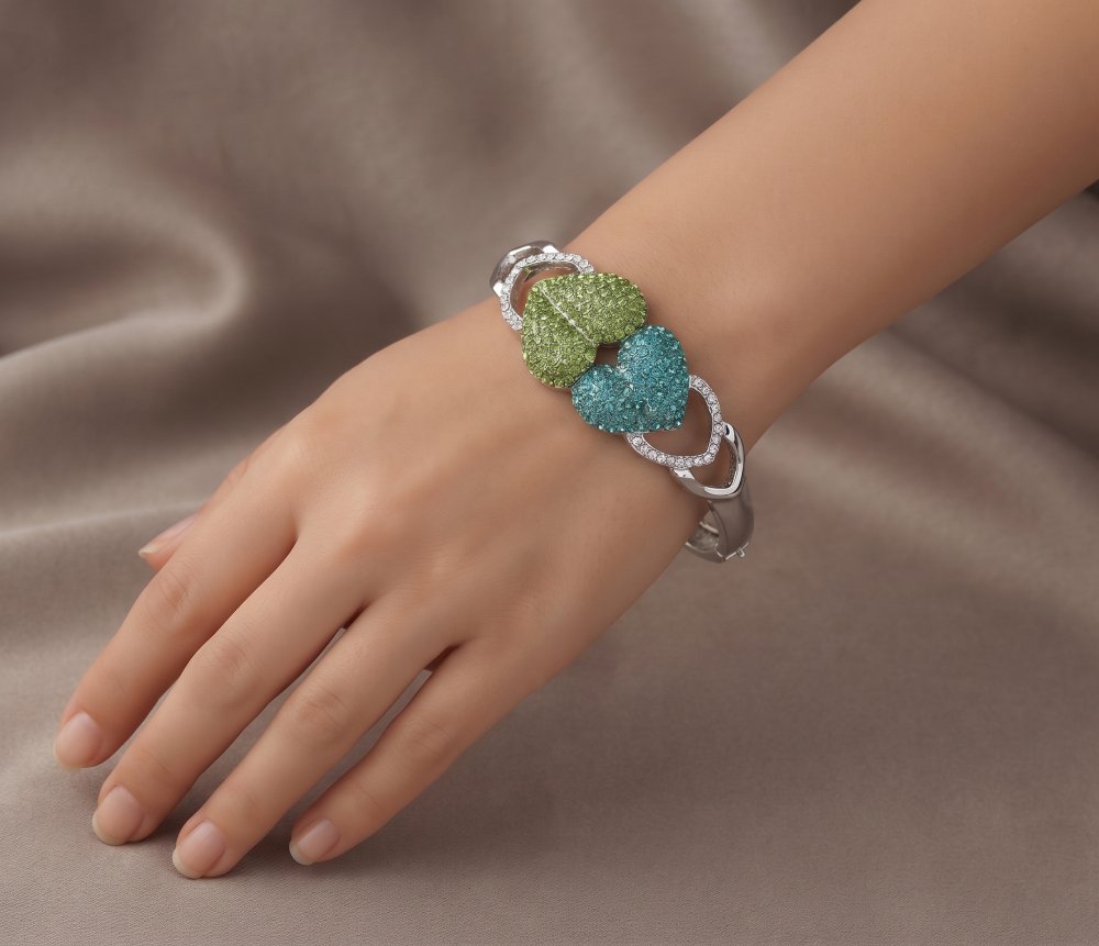 💎 HEARTS Cuff Bangle Jewellery,Adorned with Swarovski Crystal Elements,14K Gold Plated Bracelet.Gift Idea Her Birthday Anniversary Janeojewels - Image 16