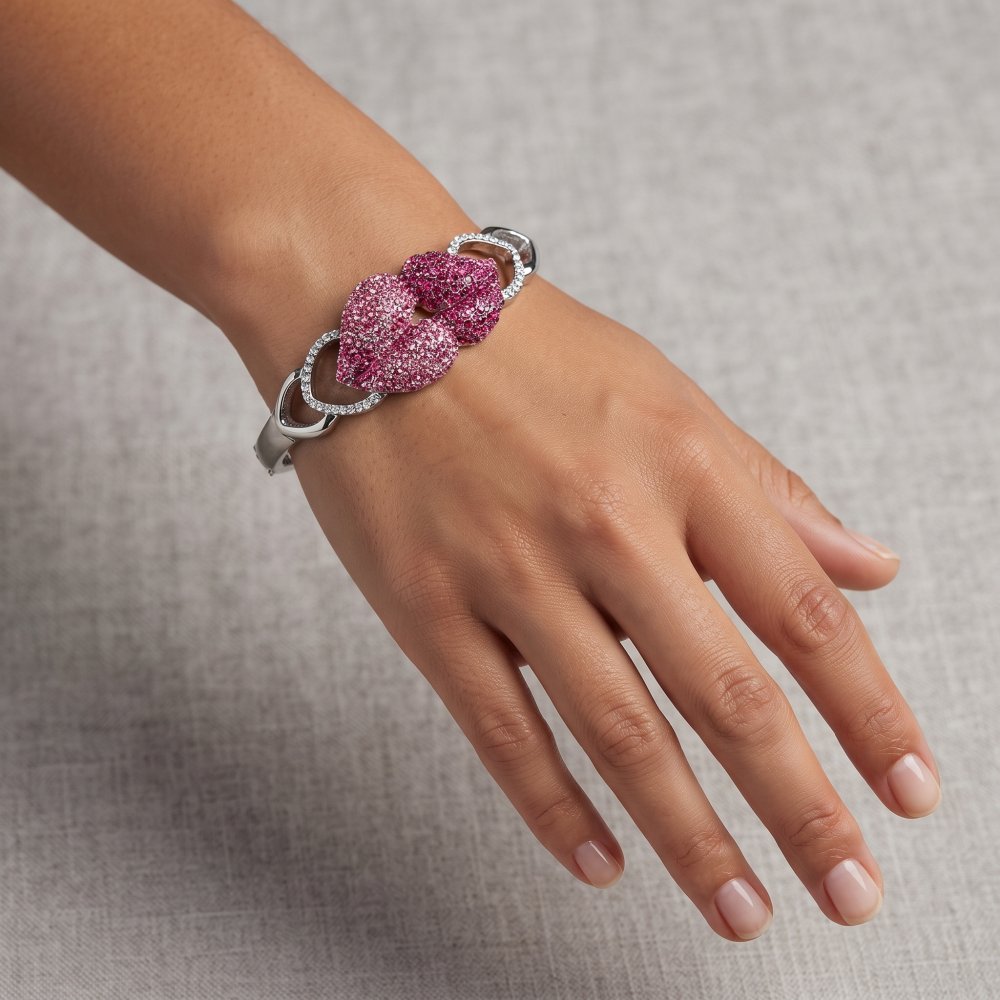 💎 HEARTS Cuff Bangle Jewellery,Adorned with Swarovski Crystal Elements,14K Gold Plated Bracelet.Gift Idea Her Birthday Anniversary Janeojewels - Image 11