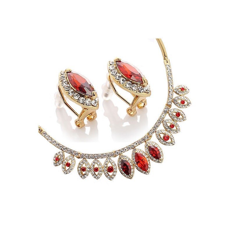 💎 Crystal Jewellery Necklace & Earrings Set.Wedding Cocktail Gift,Tiered Necklace,14K Gold /Silver Rhodium Plated Swarovski Crystal Elements. - Image 2