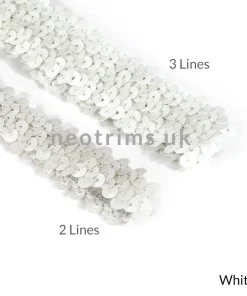 Elasticated Stretch Sequin Trimming 2cm and 3cms Wide 20 Metallic Colors Trim Craft Ribbon for Costume Dressmaking Cocktail Wear,Decoration Embellishment Stretches