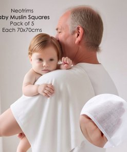 Baby Muslin Squares Swaddling Shielding Breast Feeding Burping Cloths 100% Soft Cotton, 5 Pk 70x70cm Premium Quality Multipurpose Baby Use